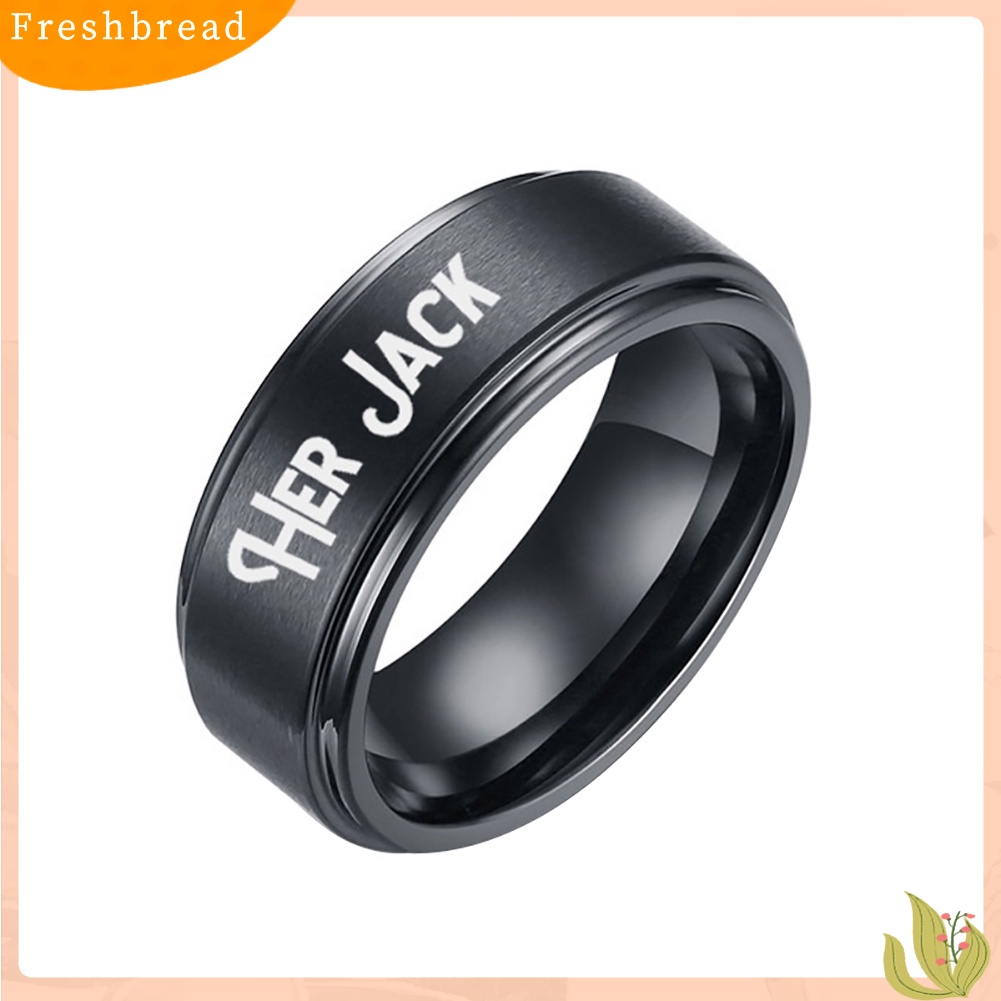 &lt; Freshbread &gt; His Sally Her Jack Titanium Steel Romantis Senada Pasangan Cincin Pecinta Hadiah