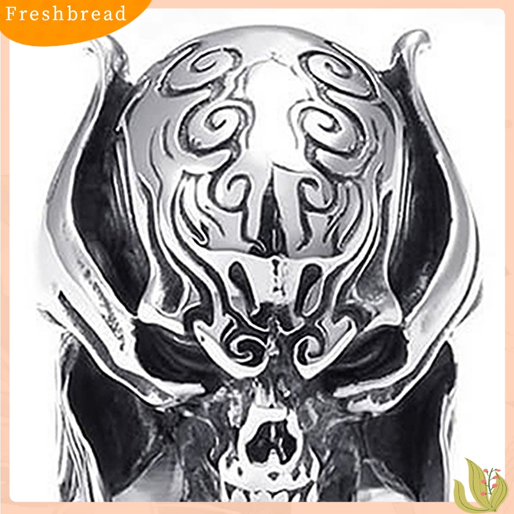 &lt; Freshbread &gt; Fashion Pria Punk Gothic Perhiasan Tengkorak Warrior Helm Stainless Steel Band Ring