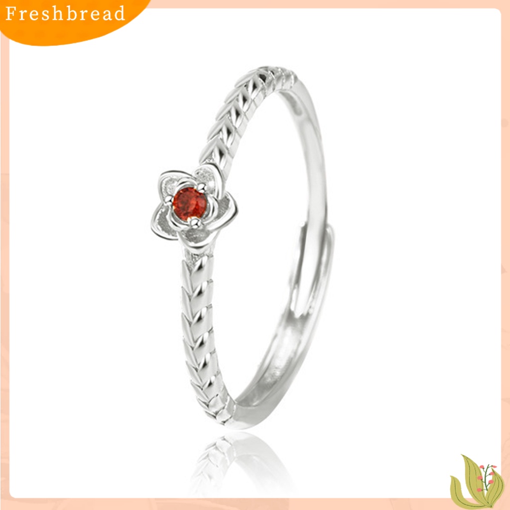 &lt; Freshbread &gt; Finger Band Adjustable Shiny Polishing Charming Flower Decor Dress Up Copper Light Mewah Cubic Zirconia Pasangan Terbuka Cincin Fashion Perhiasan