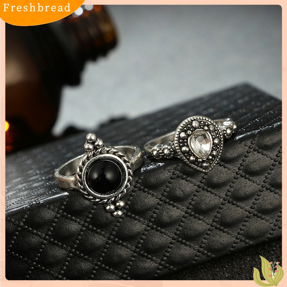 &lt; Freshbread &gt; 10Pcs Vintage Mahkota Pir Berlian Imitasi Wanita Knuckle Midi Jari Susun Rings