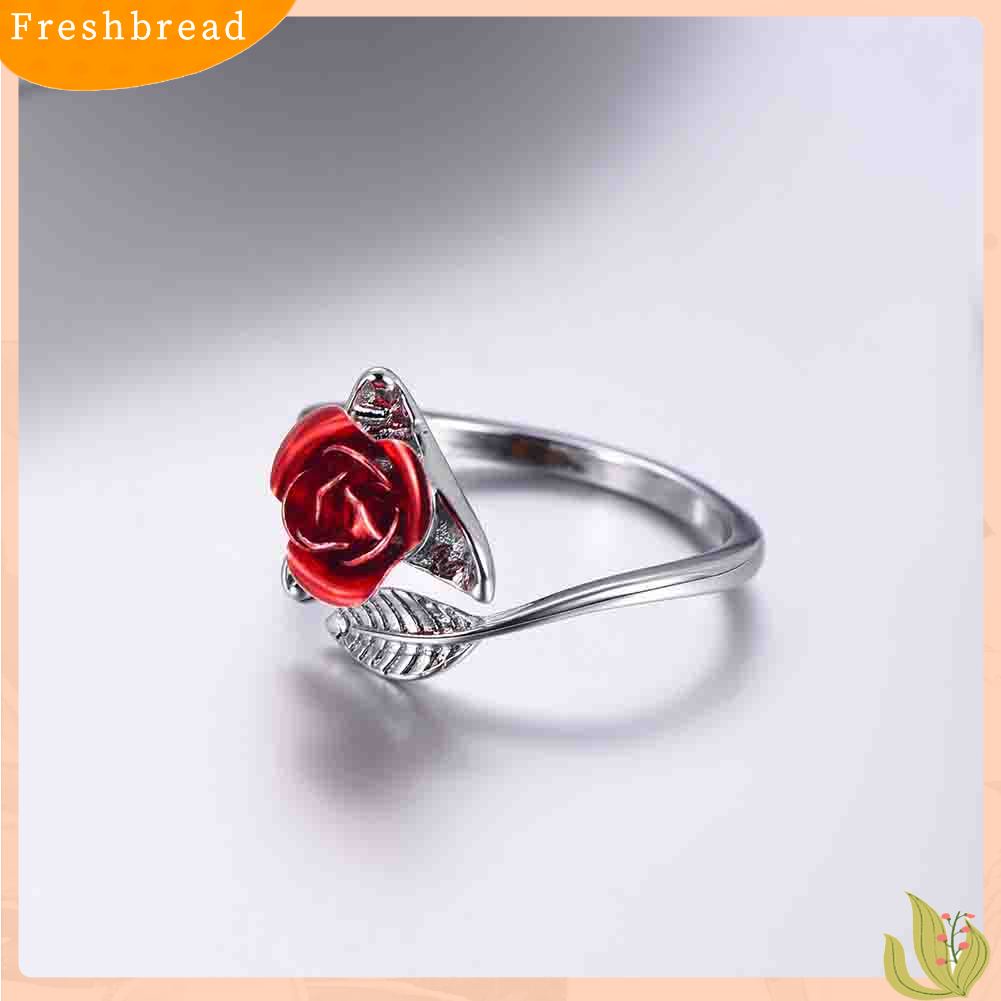 &lt; Freshbread &gt; Wanita Bunga Mawar Terbuka Jari Cincin Adjustable Pernikahan Pertunangan Perhiasan Hadiah