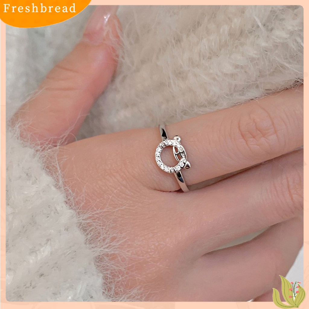 &lt; Freshbread &gt; Pembukaan Cincin High Gloss Dipoles Berongga Keluar Hadiah Ideal Tahan Aus Perhiasan Fashion Berlian Imitasi Perak Mengkilap Zodiak Cina Harimau Wanita Cincin Untuk Pacaran