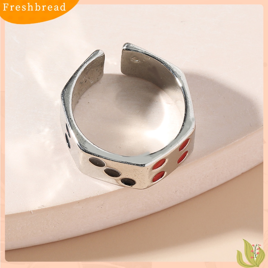 &lt; Freshbread &gt; Cincin Unisex Ukiran Dapat Disesuaikan Paduan Warna Perak Dadu Pembukaan Cincin Perhiasan Aksesori