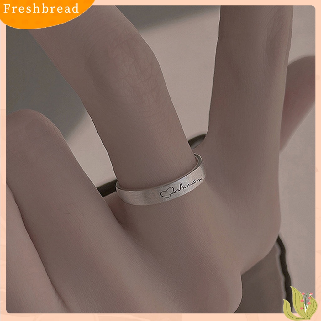 &lt; Freshbread &gt; Cincin Wanita Ujung Terbuka Desain Elektrokardiogram Geometris Electroplating Hias Copper Silver-color Finger Ring Untuk Pakaian Sehari-Hari