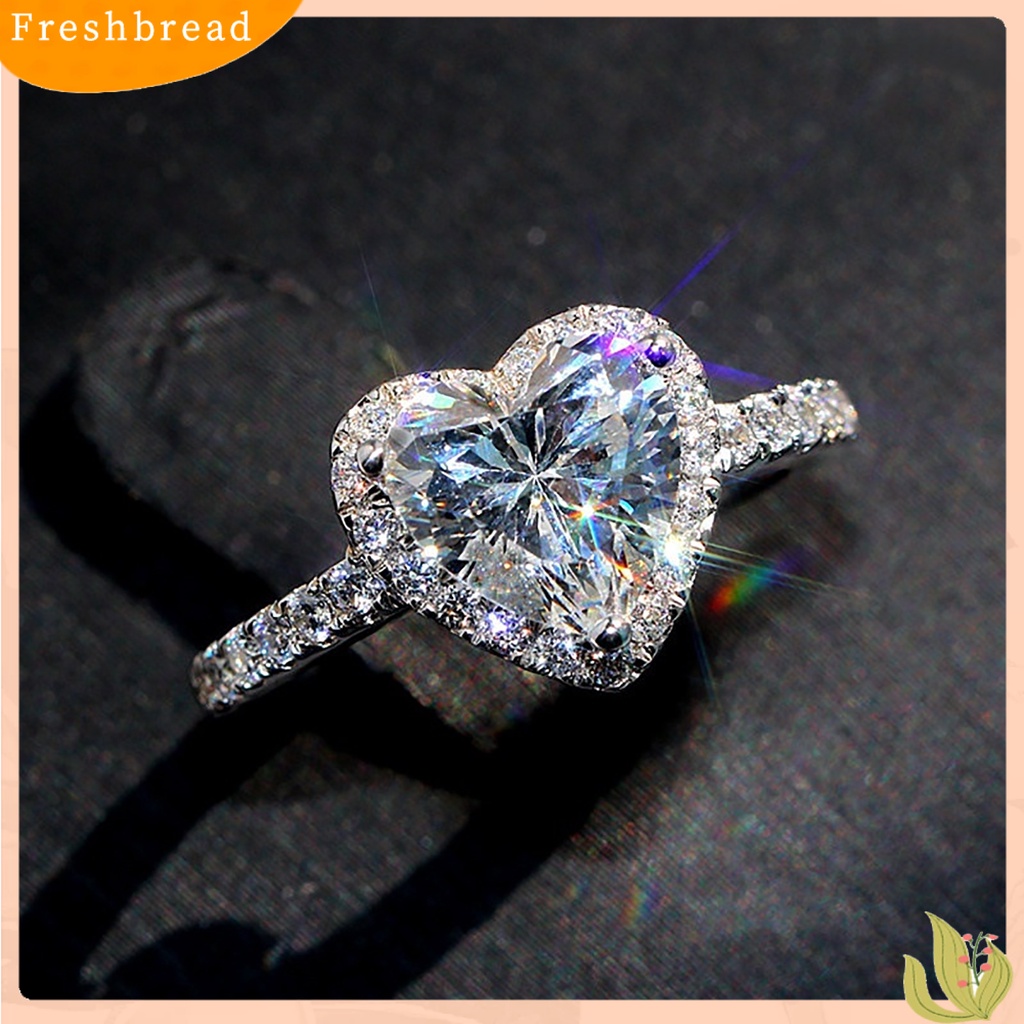 &lt; Freshbread &gt; Cincin Kawin Bentuk Hati Berlian Imitasi Mengkilap Kreatif Lady Circlet Untuk Hadiah