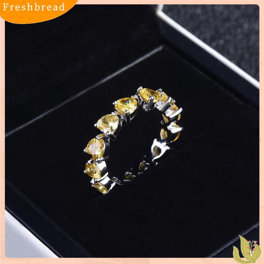 &lt; Freshbread &gt; Cincin Jari Bentuk Hati Berlian Imitasi Wanita Adjustable Pengerjaan Halus Ring Untuk Pacaran