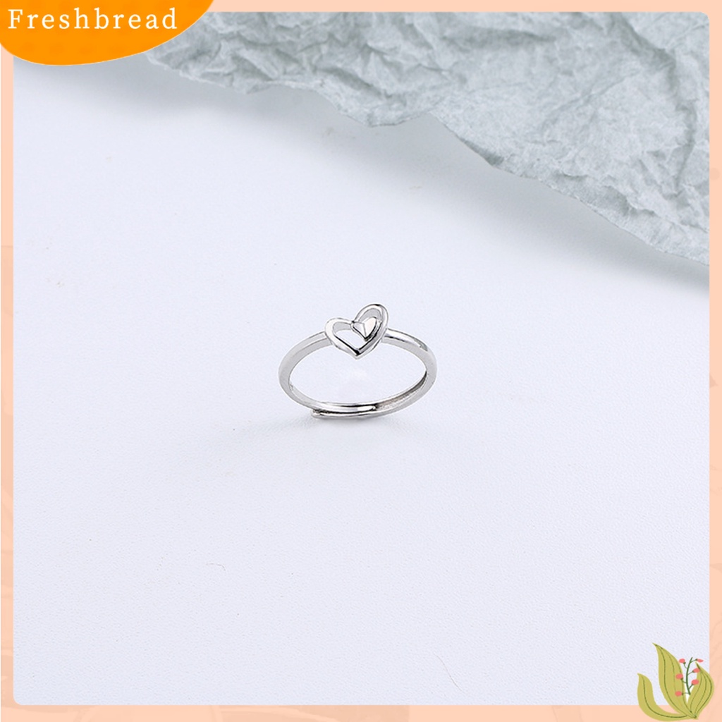 &lt; Freshbread &gt; Wanita Cincin Berongga Keluar Perhiasan Hati Ganda Gaya Korea Cut-out Finger Ring Untuk Pesta Perjamuan Prom