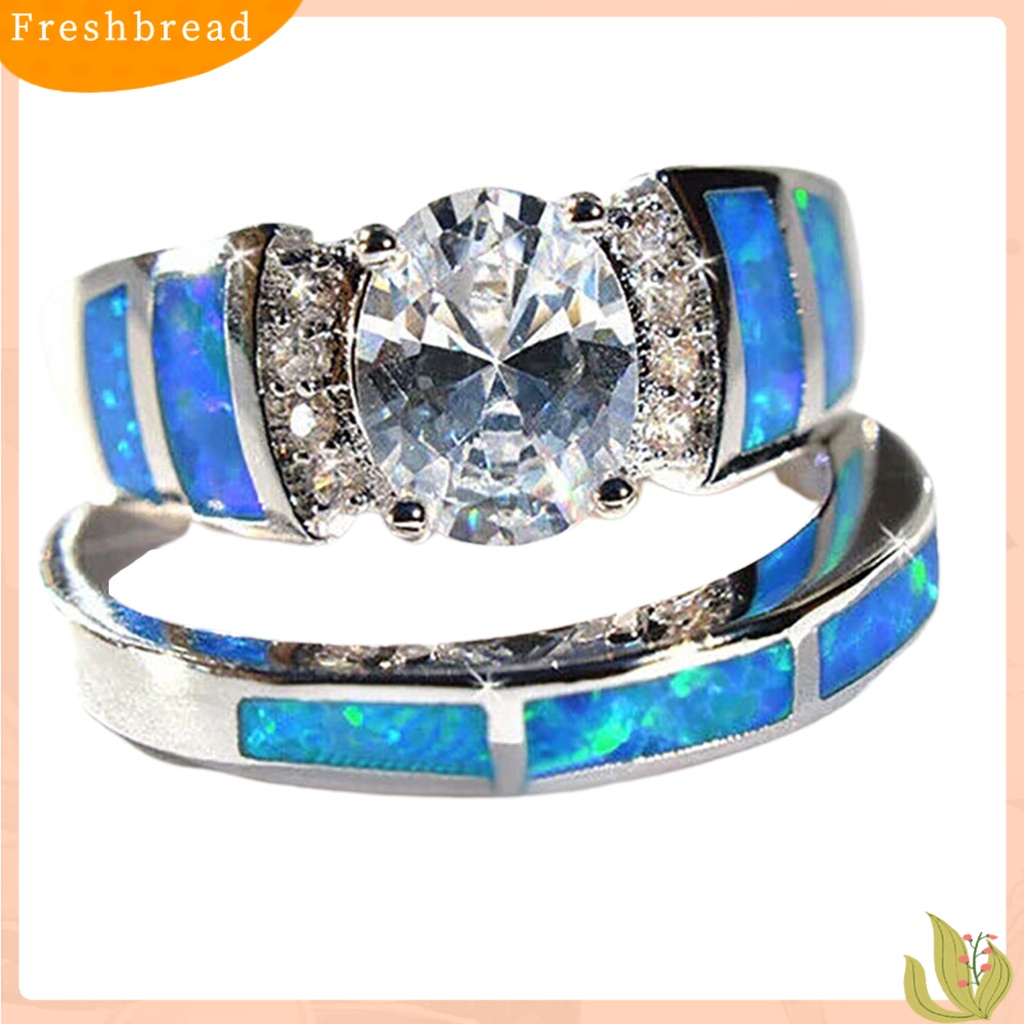 &lt; Freshbread &gt; 2 Pcs Knuckle Rings Bersinar Berlian Imitasi Geometris Buatan Batu Permata Electroplating Dekorasi Hypoallergenic Mewah Biru Cubic Zirconia Pernikahan Rings Wanita Perhiasan