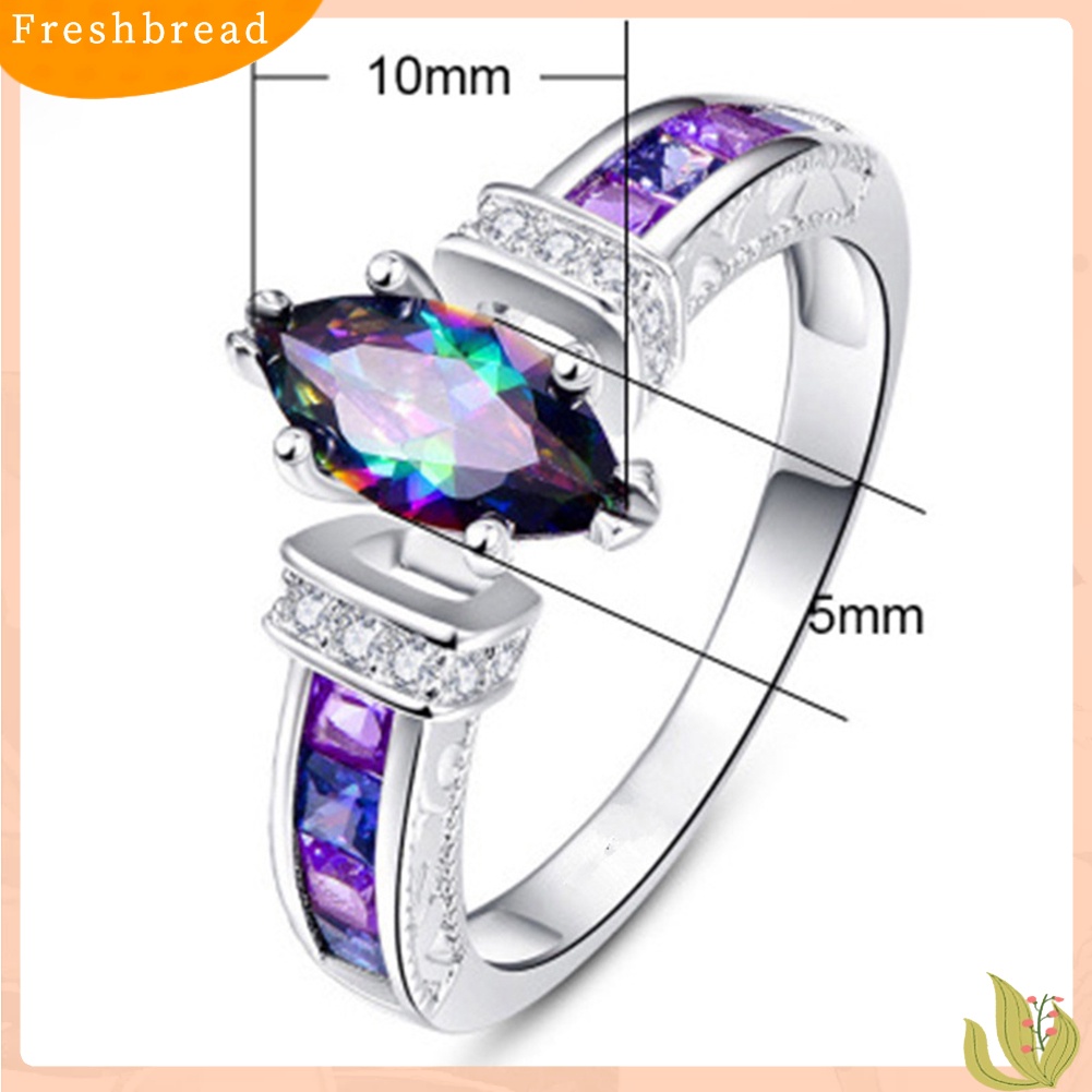 &lt; Freshbread &gt; Wanita Fashion Multicolor Marquise Cut Cubic Zirconia Hias Jari Cincin Perhiasan