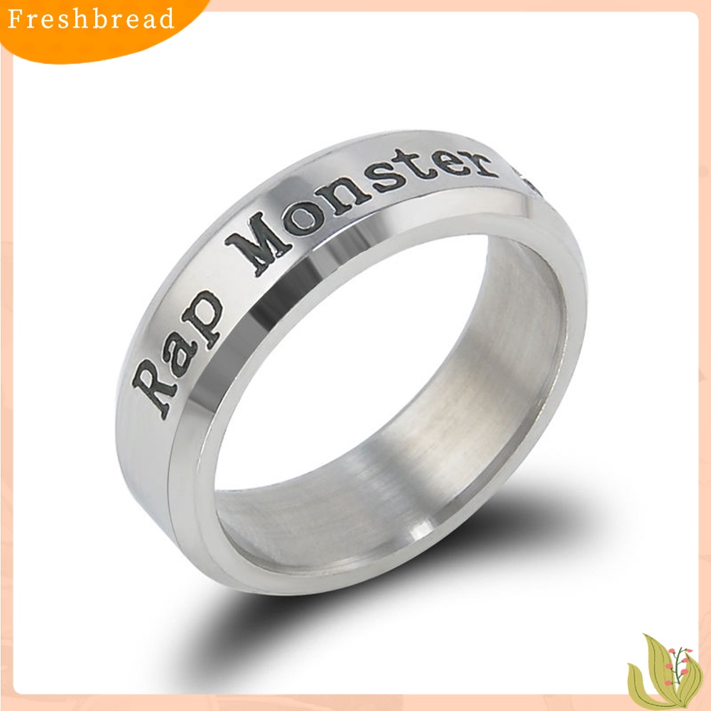 &lt; Freshbread &gt; Fashion Pria Baja Titanium Berlian Imitasi Huruf Ukiran Jari Cincin Perhiasan Hadiah