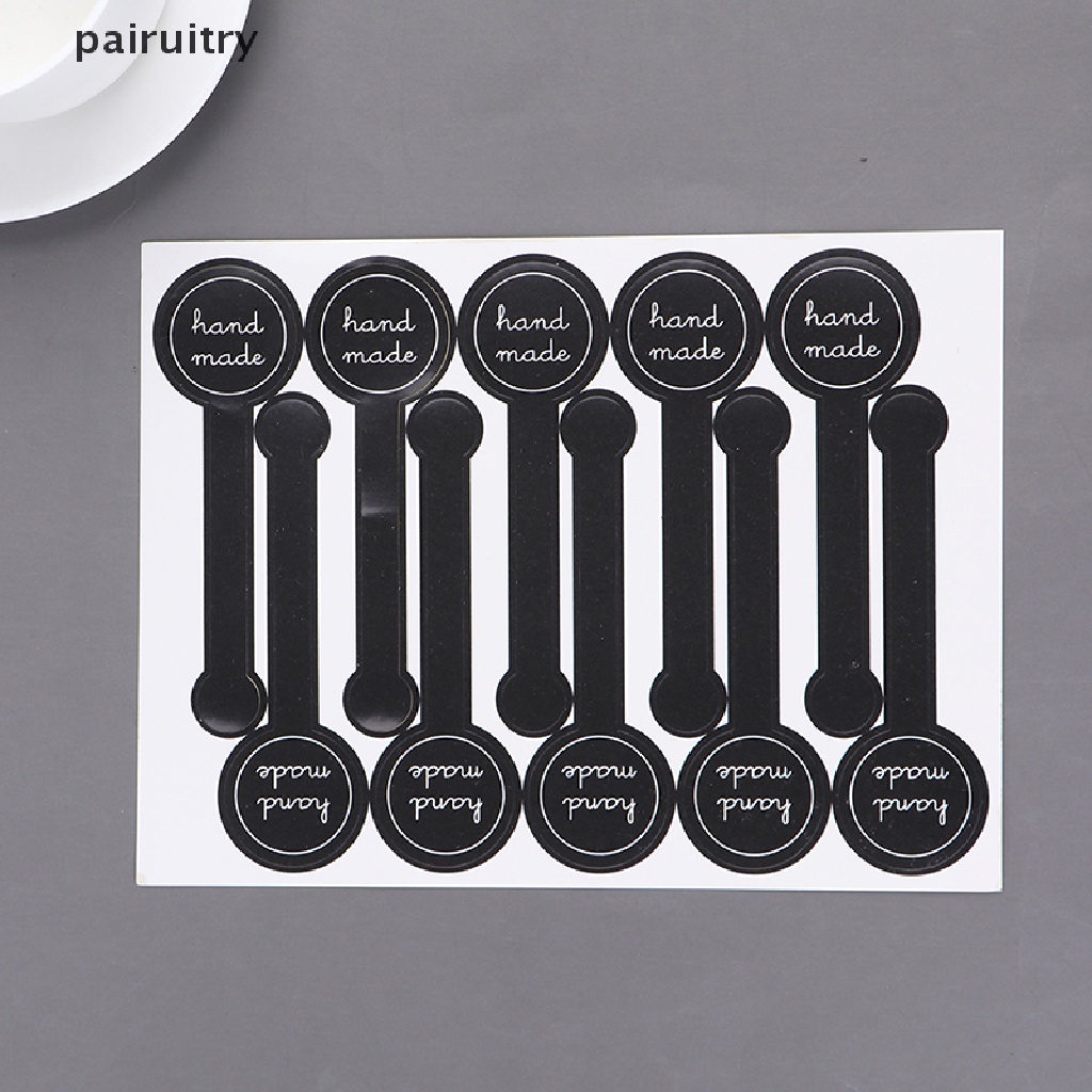 Prt 50Pcs &quot;Hand Made&quot; Black Sealing Sticker Kemasan Stiker Label DIY Gift Sticker PRT