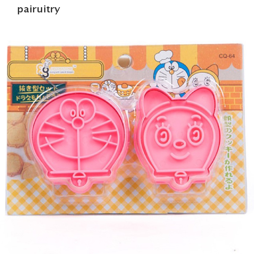 Prt 2pcs/set Jingle Cats Dan Doraemon Cookies Cutter/Alat Perangko Plastik Food Grade PRT