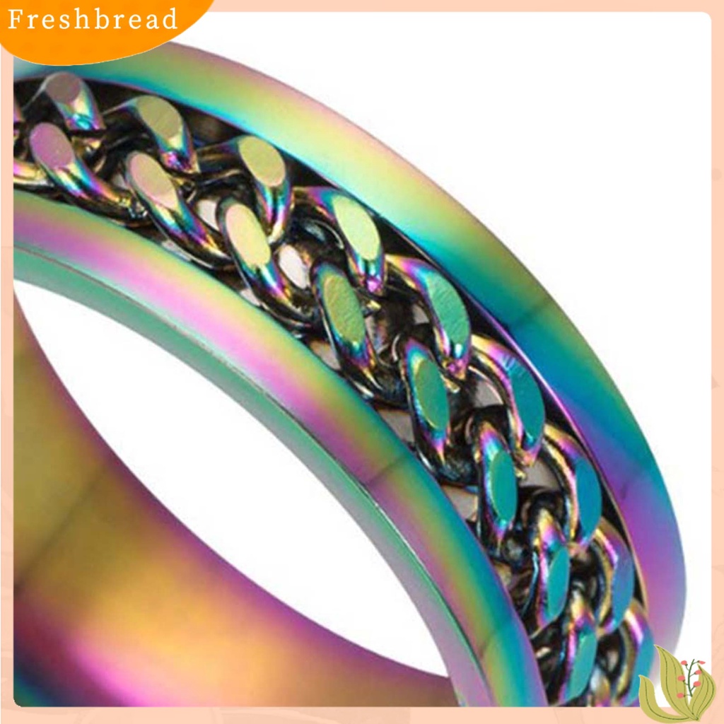 &lt; Freshbread &gt; Rantai Rotatable Chain Glittering Perhiasan Hadiah Pria Jari Cincin Untuk Club