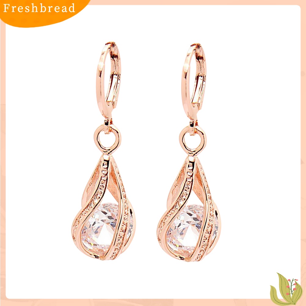 &lt; Freshbread &gt; Wanita Fashion Cubic Zirconia Water Drop Menjuntai Leaverback Earrings Perhiasan Hadiah