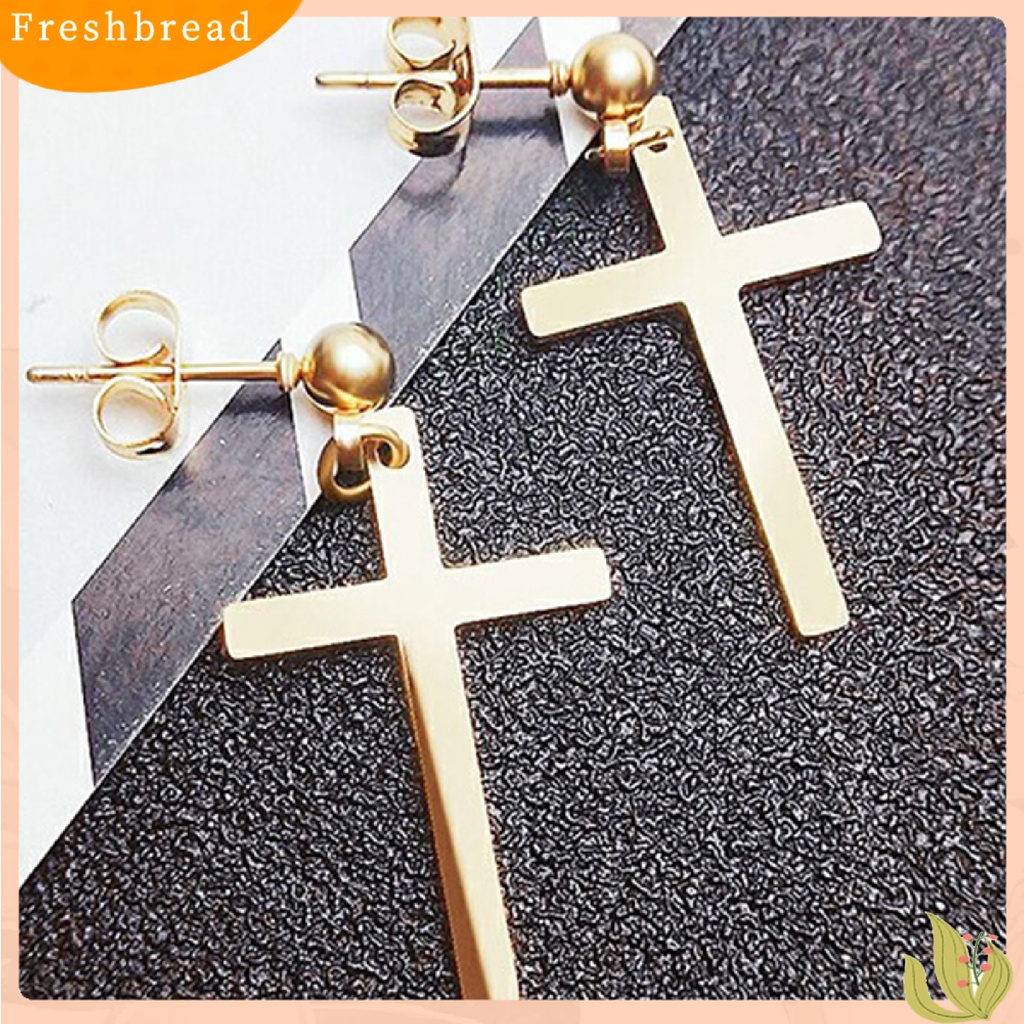 &lt; Freshbread &gt; Earring Unisex Anting Tusuk Juntai Salib Anti Karat Ringan Untuk Pesta