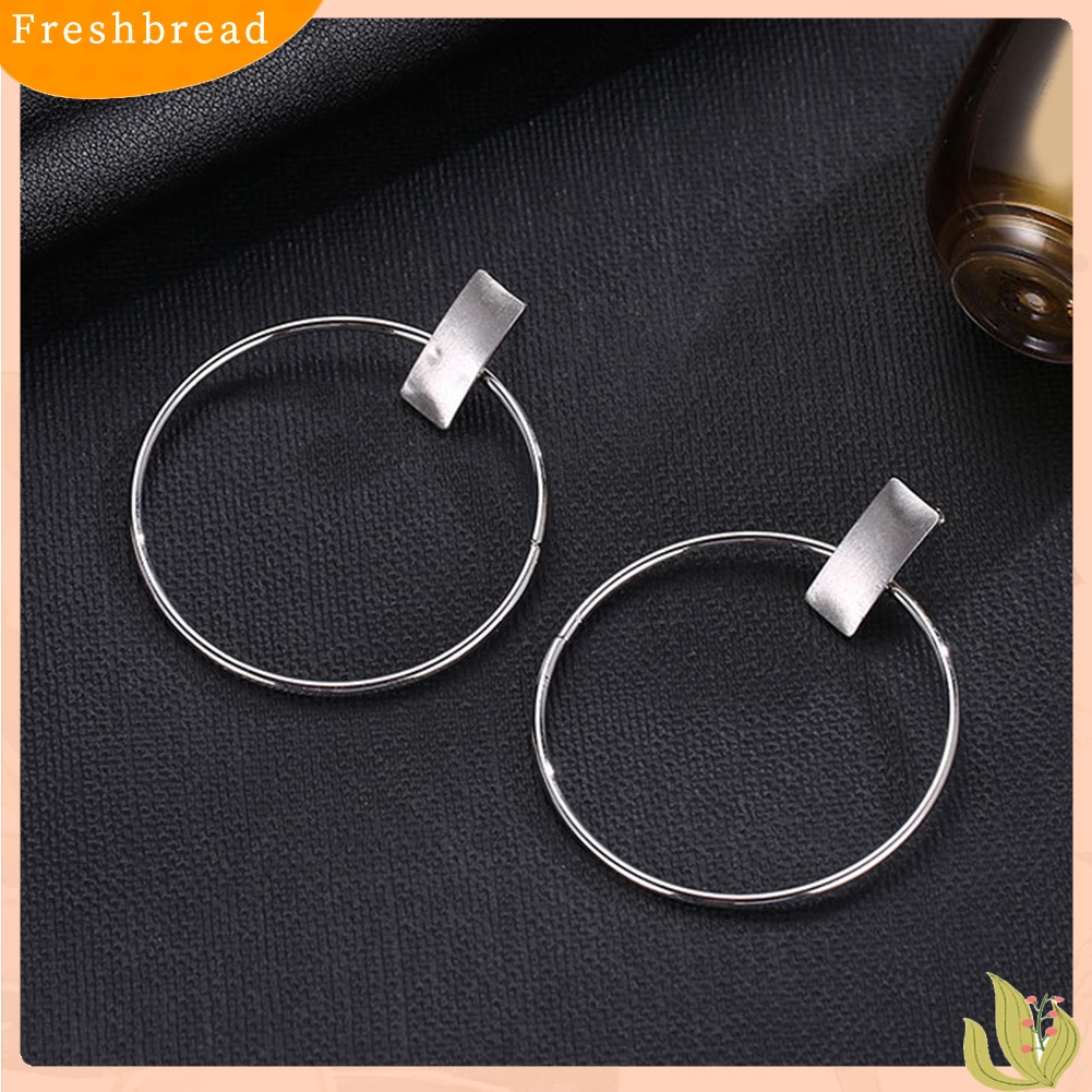 &lt; Freshbread &gt; Minimalis Wanita Lingkaran Besar Persegi Panjang Geometris Statement Stud Earrings Jewelry