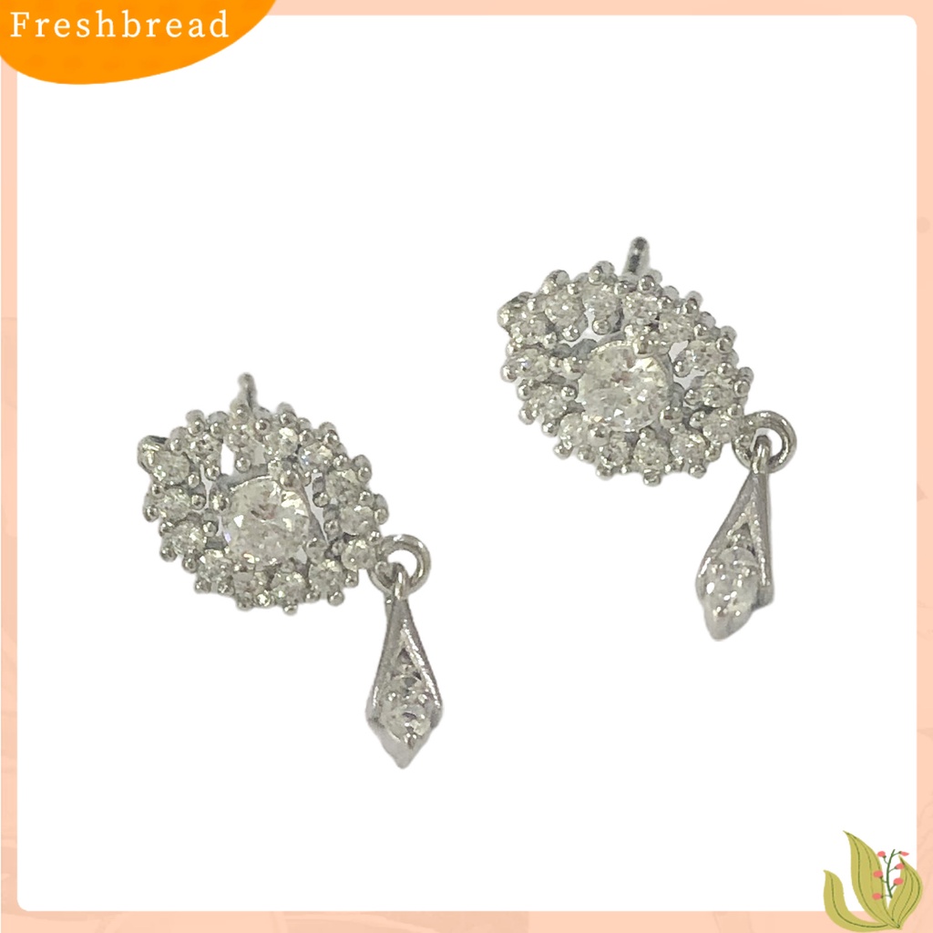 &lt; Freshbread &gt; 1pasang Oval Zirconia Kubik Wanita Anting Hadiah Rumbai Chic Telinga Studs Klasik Perhiasan