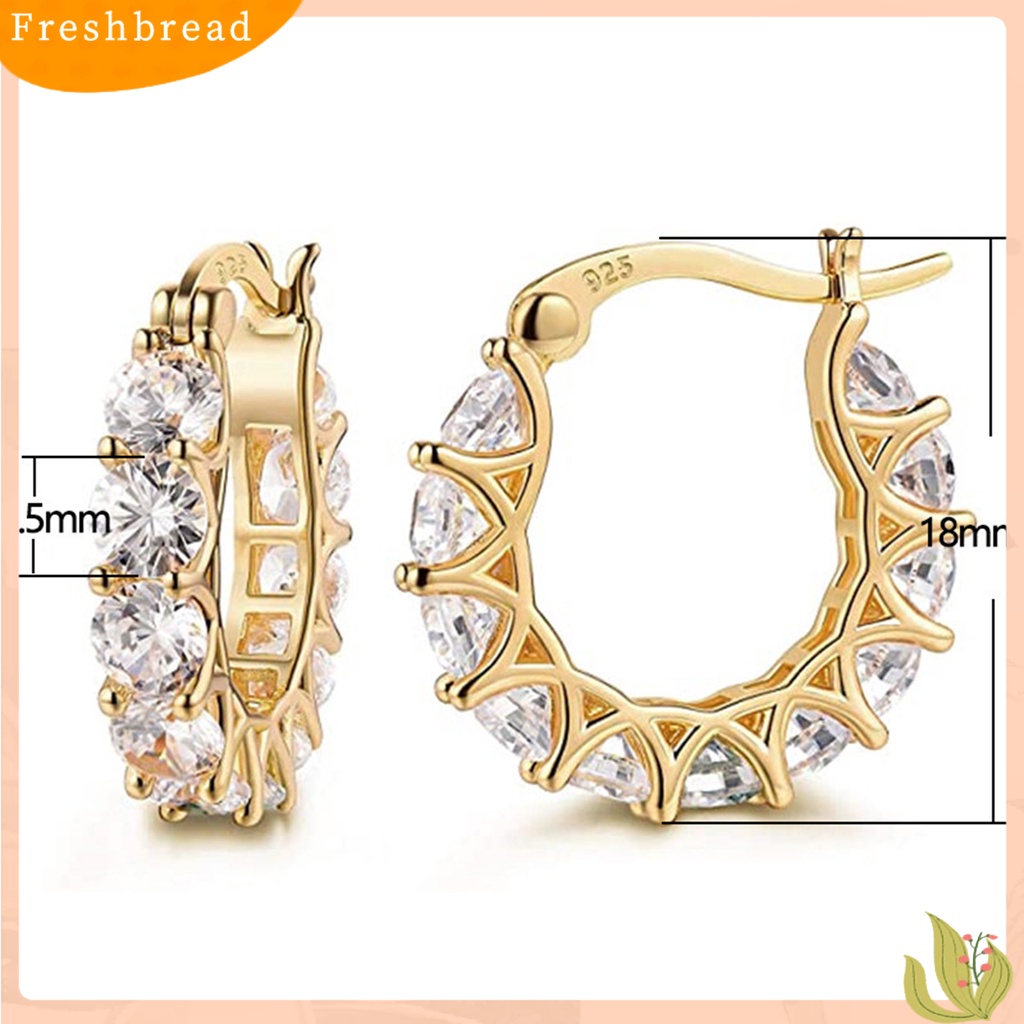 &lt; Freshbread &gt; 1pasang Anting Hoop Wanita U-shaped Rhinestones Jewelry Anting Lingkaran Gaya Perancis Ringan Untuk Pernikahan