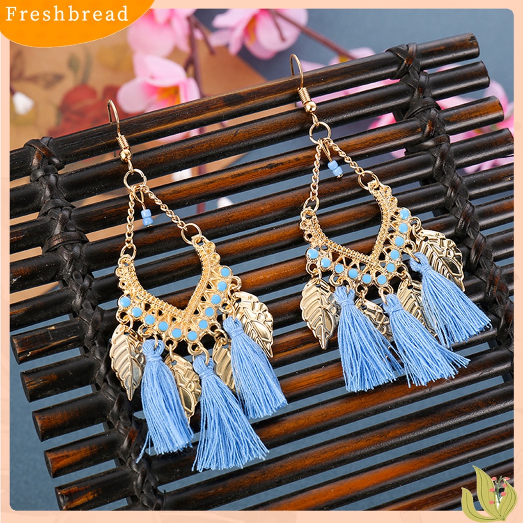 < Freshbread > 1pasang Anting Menjuntai Gaya Etnik Paduan Anti Luntur Hias Rumbai Kait Anting Perhiasan Hadiah Untuk Gadis