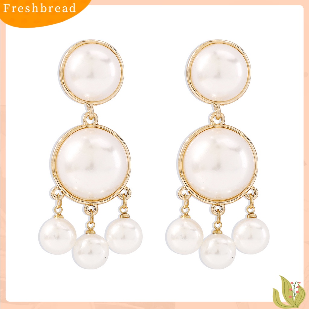 &lt; Freshbread &gt; 1pasang Drop Earrings Vintage Berlebihan Elegan Geometris Semua Pertandingan Dekorasi Hadiah Wanita Mutiara Imitasi Rumbai Menjuntai Earrings Perhiasan Untuk Pacaran