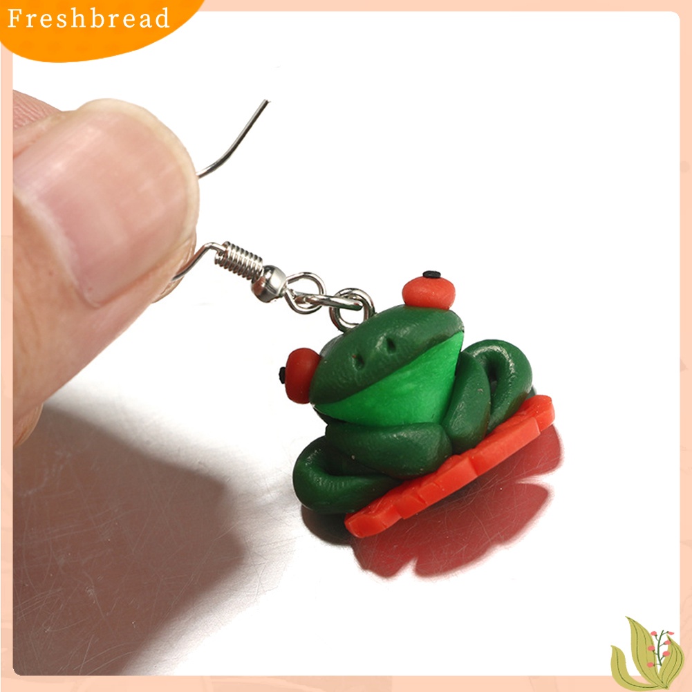 &lt; Freshbread &gt; Lucu Wanita 3D Kartun Hewan Polymer Clay Pendant Hook Anting Perhiasan Hadiah