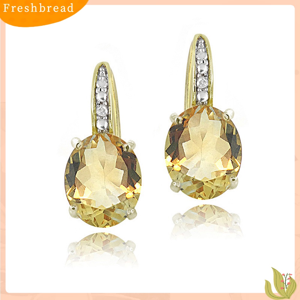 &lt; Freshbread &gt; Fashion Oval Kubik Zirkon Wanita Leverback Anting Pesta Perjamuan Pesona Perhiasan