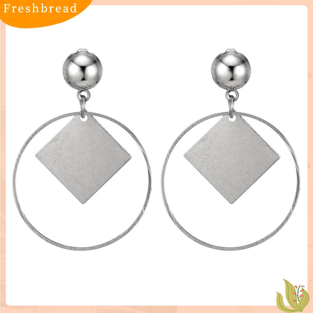 < Freshbread > Fashion Cincin Persegi Menjuntai Ear Stud Earrings Wanita Gadis Pesta Perjamuan Perhiasan