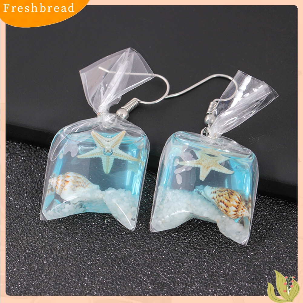 &lt; Freshbread &gt; Lovely Resin Transparan Pack Bintang Laut Bunga Kering Gadis Ear Hook Earrings Decor