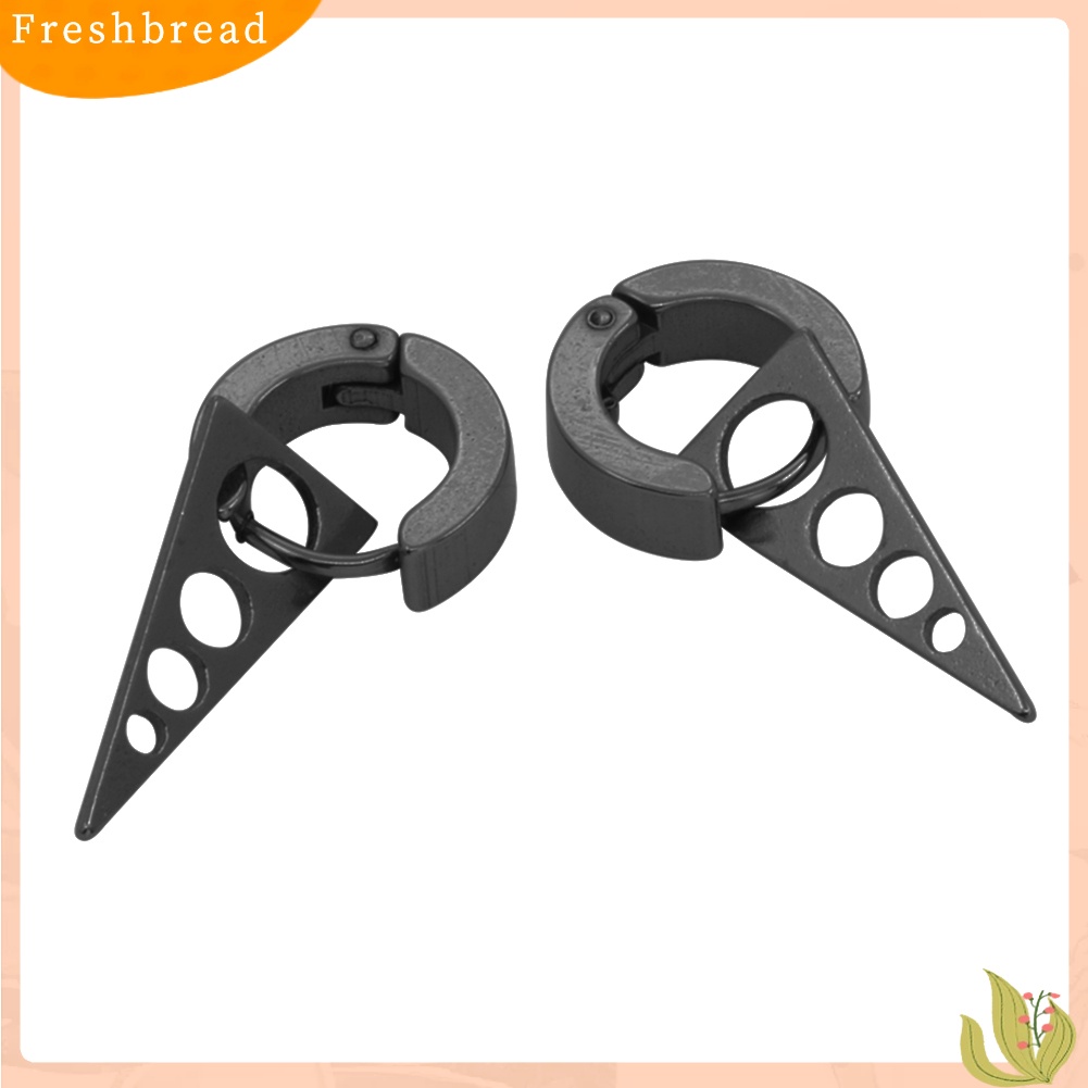 &lt; Freshbread &gt; Fashion Wanita Pria Keren Punk Stainless Steel Spike Ear Studs Huggie Earrings