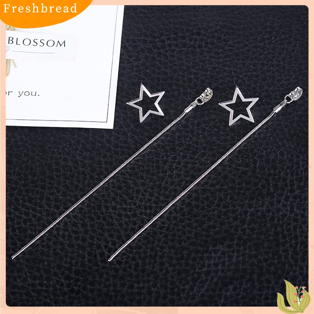 &lt; Freshbread &gt; Gadis Lucu Bintang Berujung Lima Menjuntai Anting-Anting Panjang Linear Telinga Rings Drop Jewelry