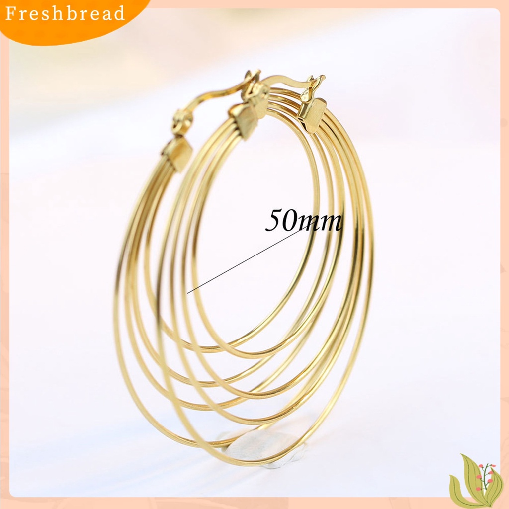 &lt; Freshbread &gt; 1pasang Anting Wanita Berlebihan Gaya Perancis Geometris Mewah Mengkilap Tinggi Dekorasi Warna Emas Lingkaran Besar Hoop Earrings Aksesoris Pakaian