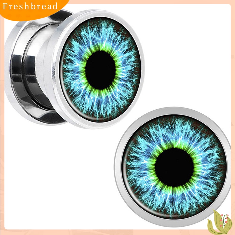 &lt; Freshbread &gt; 1Pc Unisex Enamel Bola Mata Ear Plug Tunnel Expander Stretcher Piercing Perhiasan