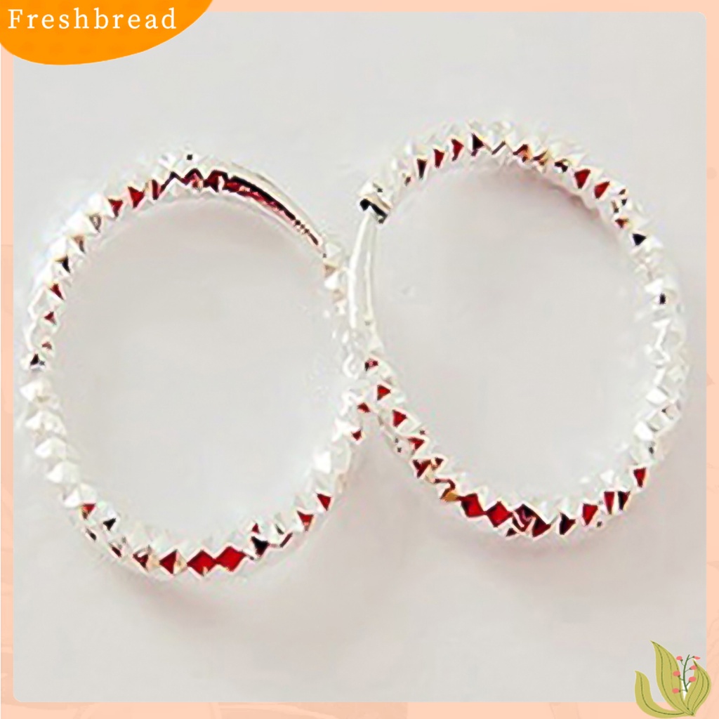 &lt; Freshbread &gt; Anting Wanita Gelombang Kecil/Besar Perhiasan Anting Lingkaran Penutup Snap Alloy Mengkilap Untuk Pernikahan