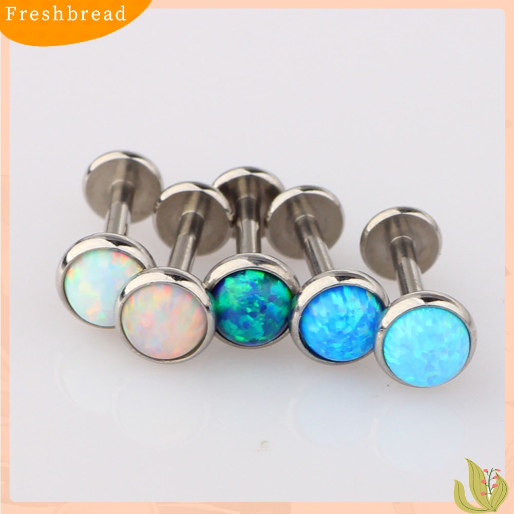 &lt; Freshbread &gt; 1Pc Pria Wanita Imitasi Opal Labret Bibir Cincin Telinga Stud Anting Perhiasan Tindik Tubuh