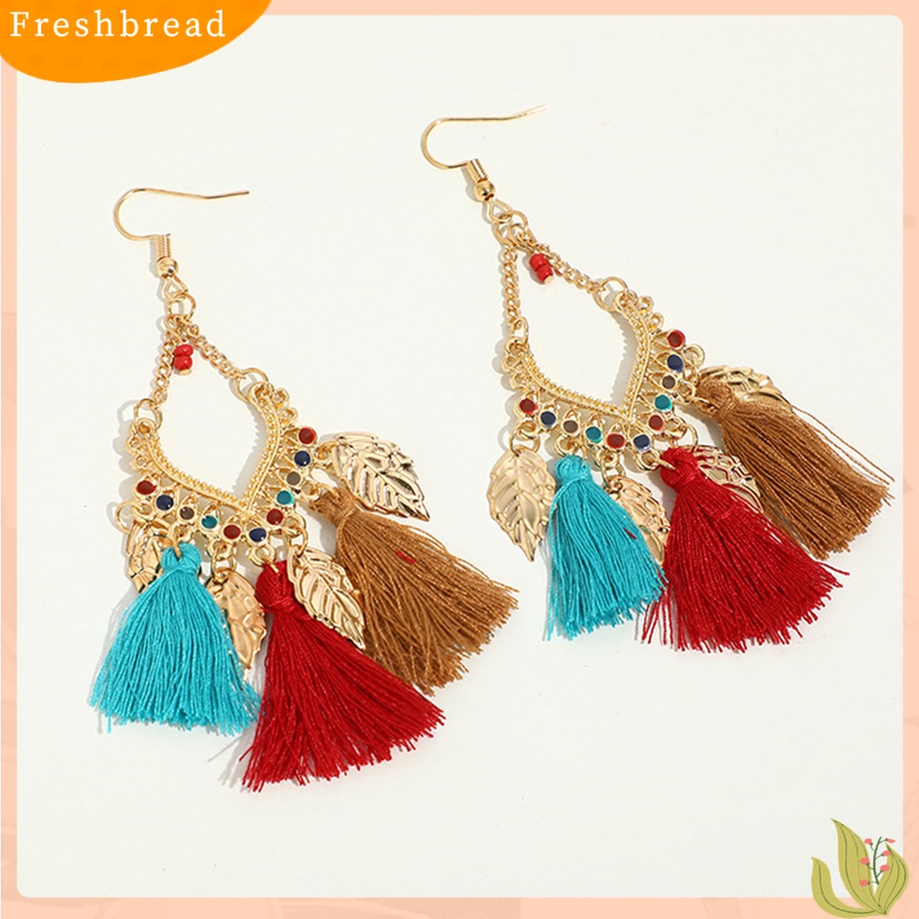 &lt; Freshbread &gt; 1pasang Anting Kait Daun Jumbai Perhiasan Vintage Anting Drop Tahan Lama Untuk Pakaian Sehari-Hari