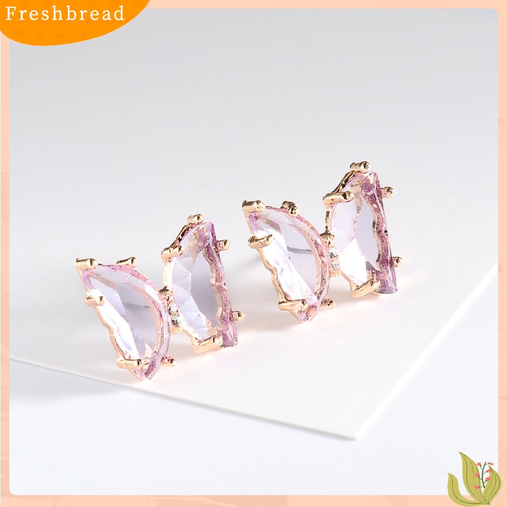 &lt; Freshbread &gt; Transparan Kupu-Kupu Telinga Pejantan Sederhana Kristal Imitasi Anting Wanita Eardrop Perhiasan