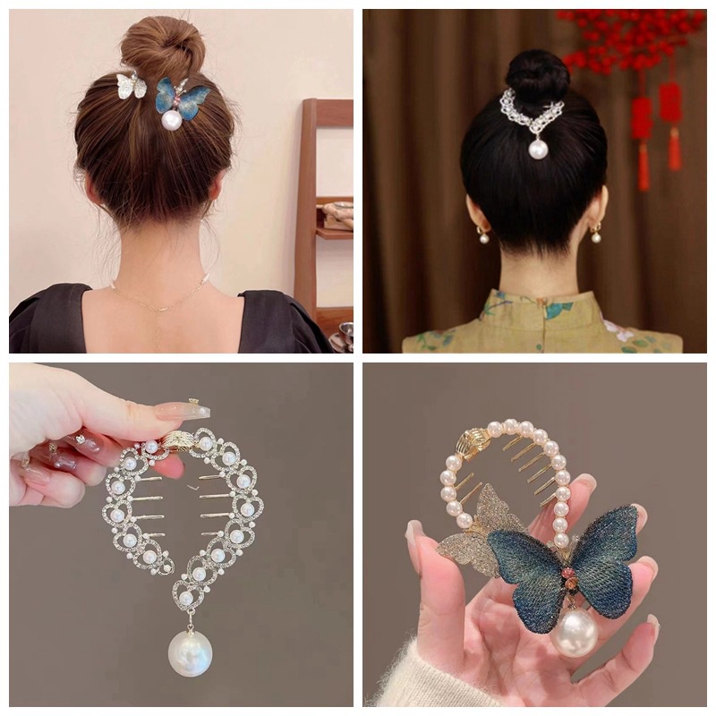 Mutiara Berlian Imitasi Klip Rambut Perempuan Korea Piring Rambut Artefak Sensor Canggih Klip Mode Tutup Kepala