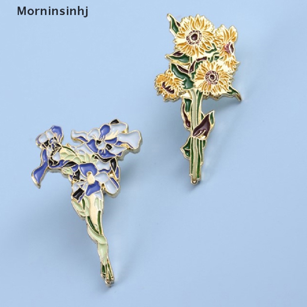 Mornin Kerah Pin Lencana Van Gogh Bunga Matahari Iris Bros Bunga Topi Pin Logam Untuk Pakaian Enamel Pin Lencana Untuk Ransel Hadiah Untuk Wanita id