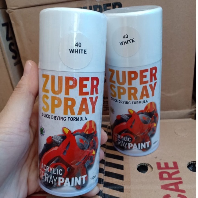 Zuper Spray Paint Pilok Pilox Warna White Glossy / Putih Kilap Mengkilap (P40) 150cc/150ml