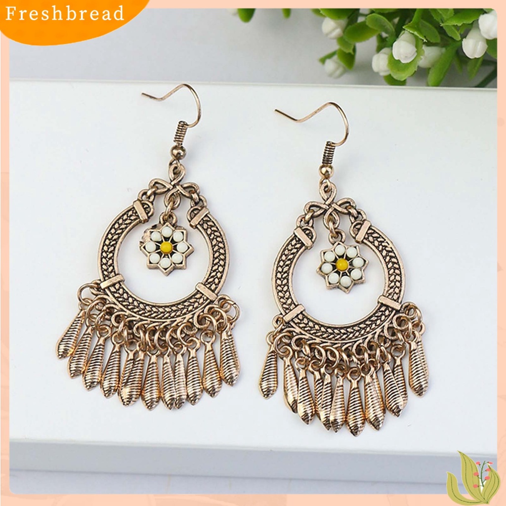 {In Stock} 1pasang Manik-Manik Multicolor Shiny Drop Earrings Bohemian Hollow Vintage Hook Earrings Perhiasan Pesta