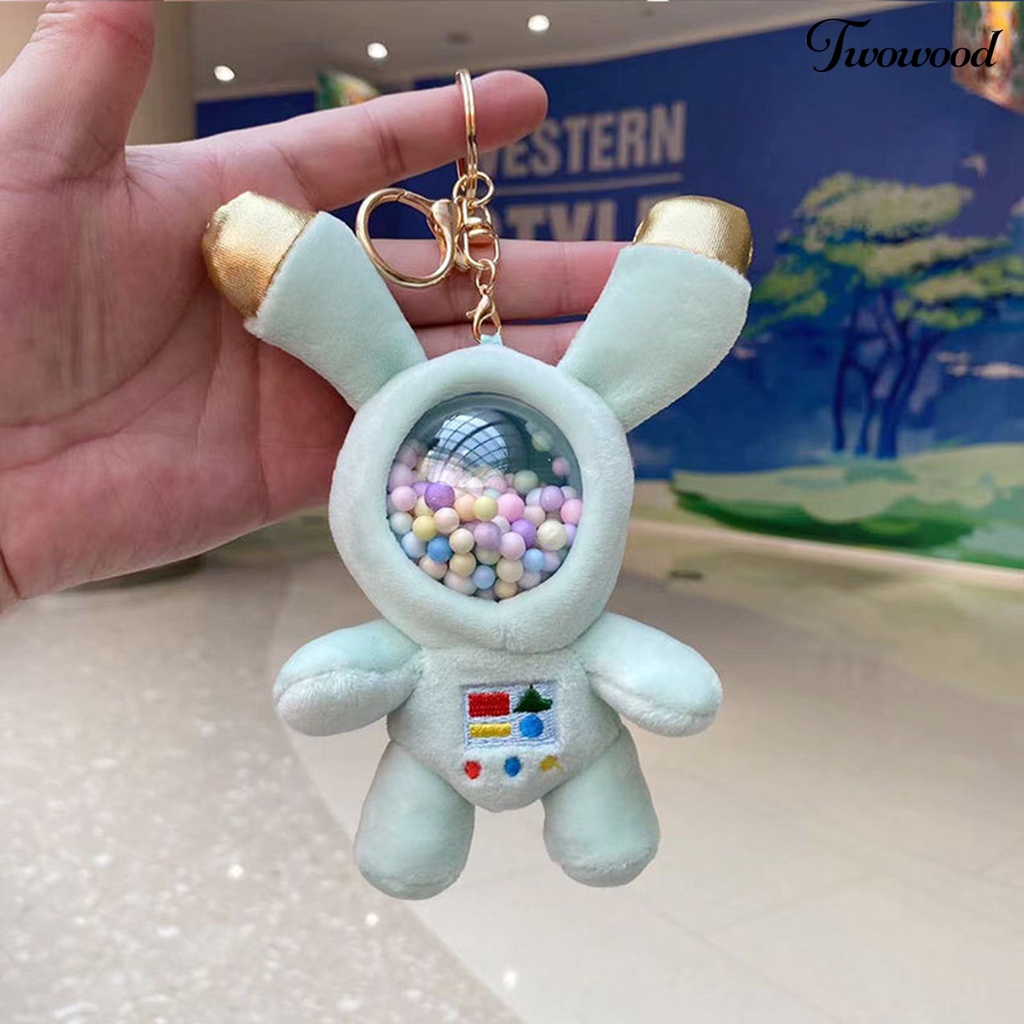 Twowood Keychain Mainan Mewah Super Lembut Penampilan Menggemaskan Bentuk Kartun Tahan Aus Mudah Digantung Astronot Kelinci Mainan Mewah Keychain Liontin Hadiah Perlengkapan Rumah