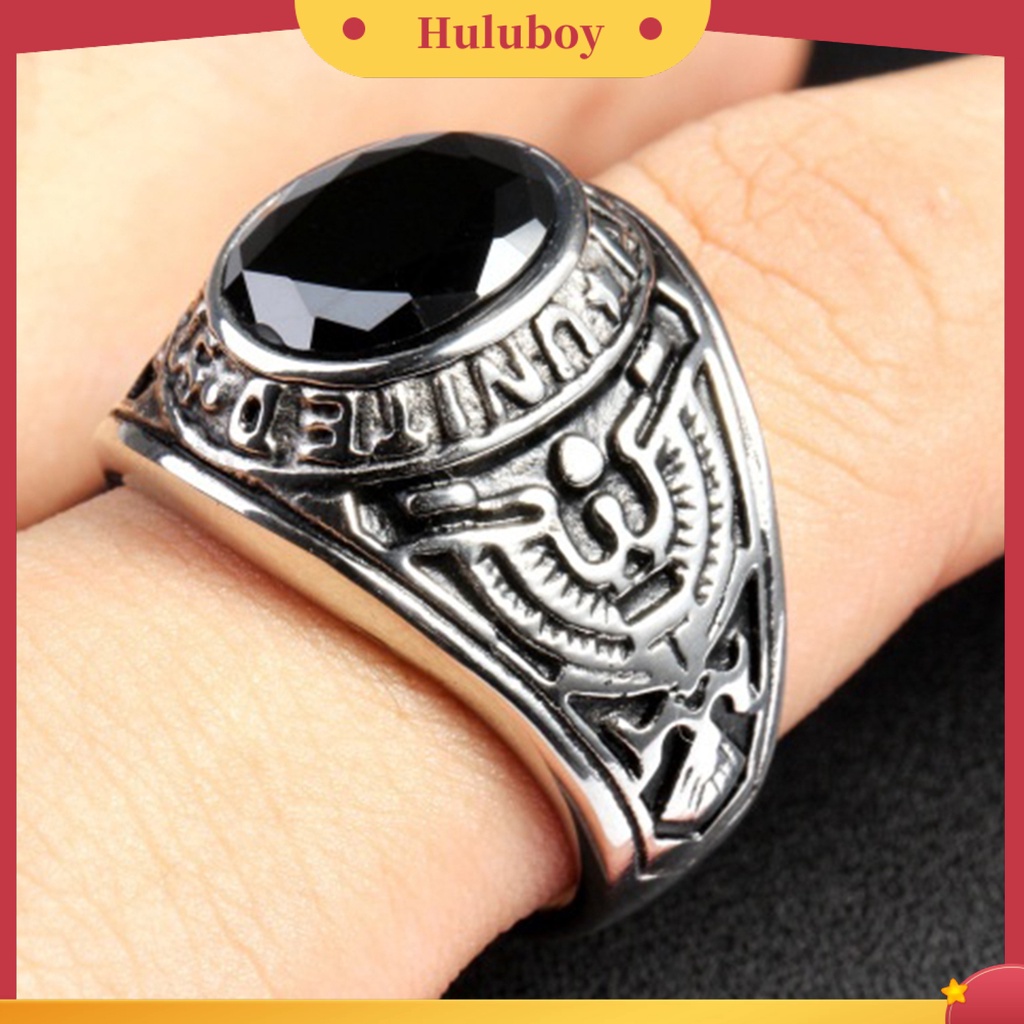 {Ready Stock} Cincin Punk Bentuk Oval Hias Berlian Imitasi Punk Klasik Ring Untuk Pesta