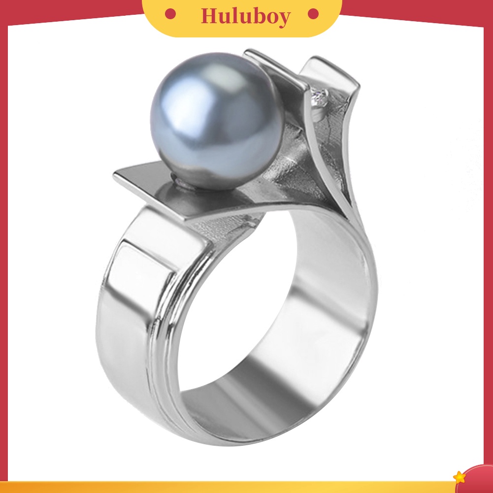 {Ready Stock} Fashion Wanita Mutiara Imitasi Berlian Imitasi Bertatahkan Jari Cincin Hadiah Perhiasan Pernikahan