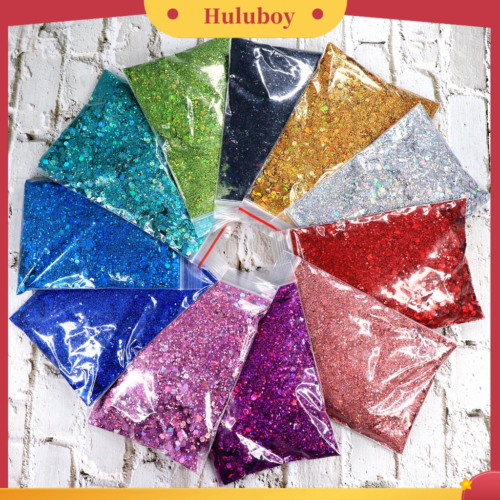 {In Stock} 50g Kuku Glitter Bubuk Manicure Sequin DIY Nail Art Ukuran Campur Berwarna Dekorasi Kuku Manicure Glitter Flake Perlengkapan Kuku