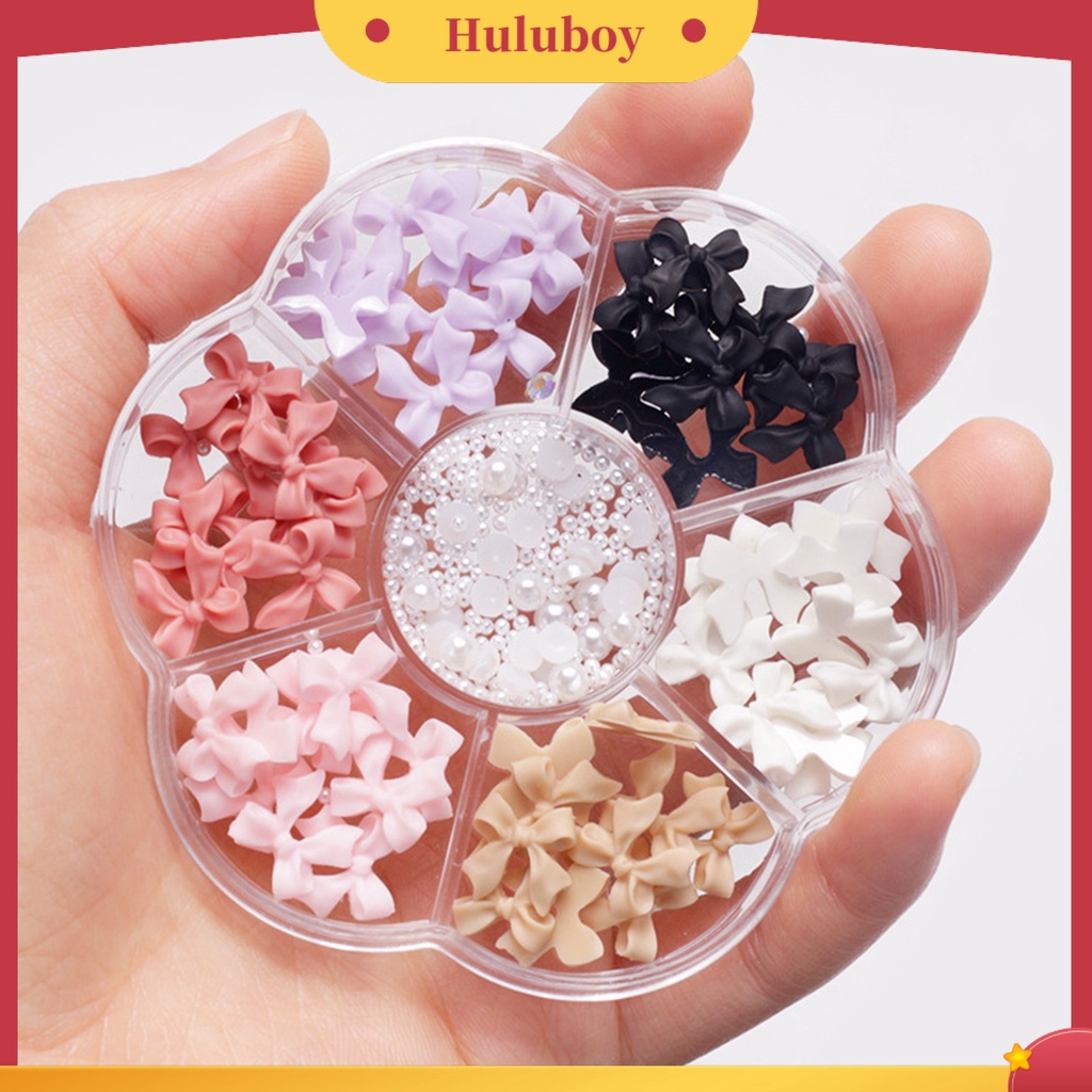 {In Stock} 1kotak Dekorasi Nail Art Tiga Dimensi Tidak Jatuh DIY Rhinestones Bow Bear Mixed Heart Plum Blossom Plate Nail Ornament Nail Salon Supply