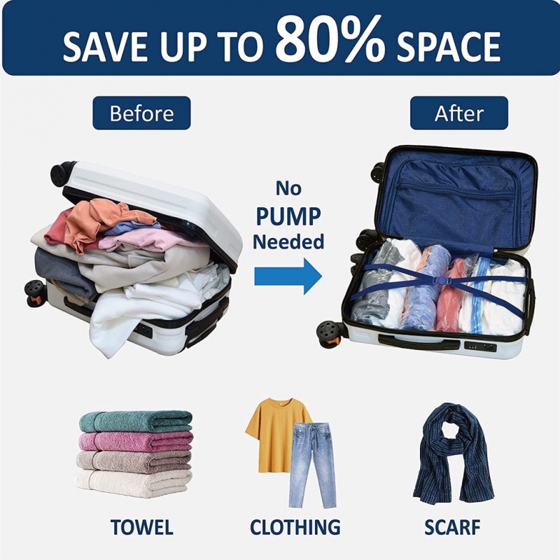 Vacuum Bag Transparan Untuk Pakaian Quilt Selimut Closet Travel Tas Penyimpanan Pakaian Hemat Ruang Organizer Vacuum Compression Bag