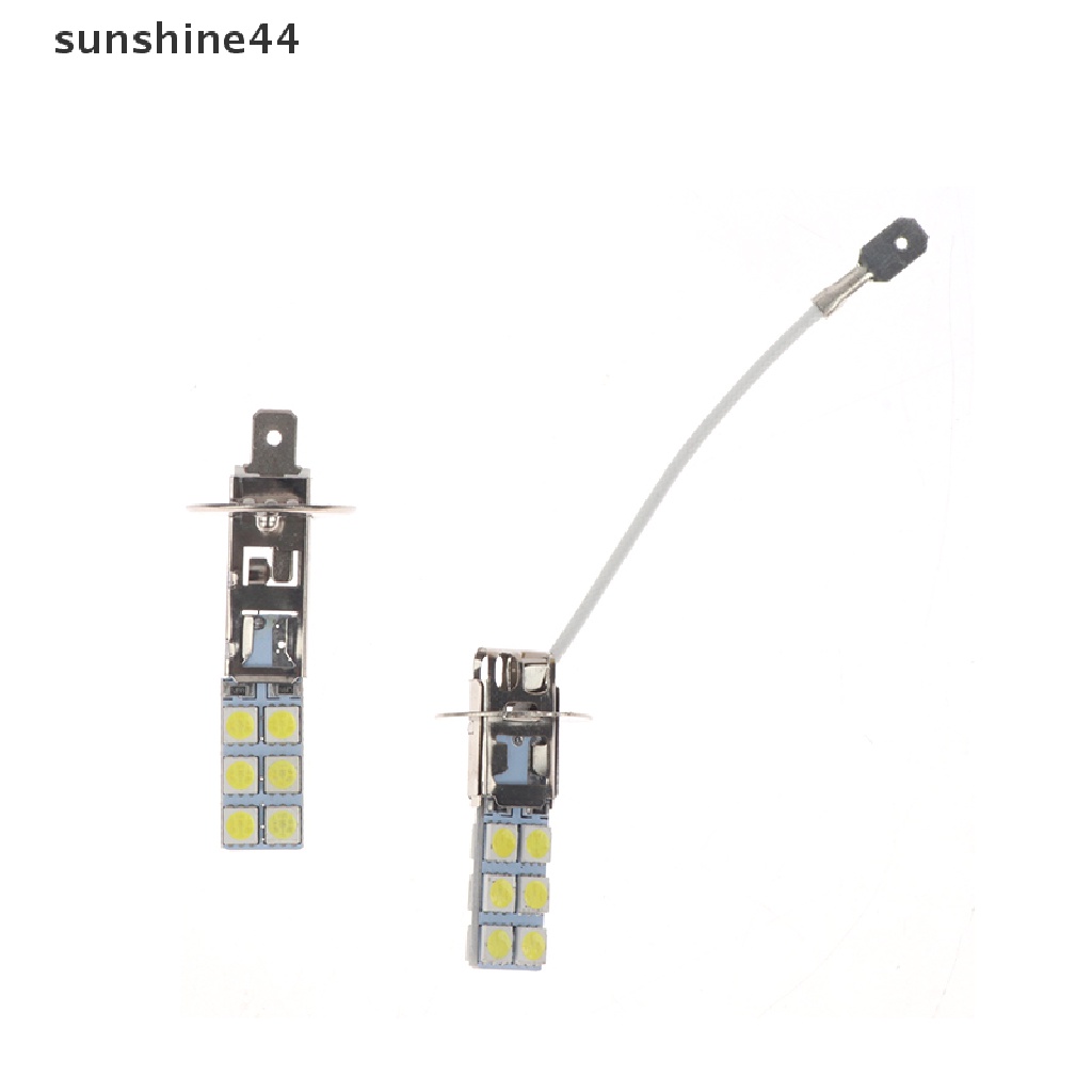 Sunshine 1Pc Lampu Depan LED Mobil H1 H3 Head Lights 55W 5050chip 6000K Fog White Lamps ID