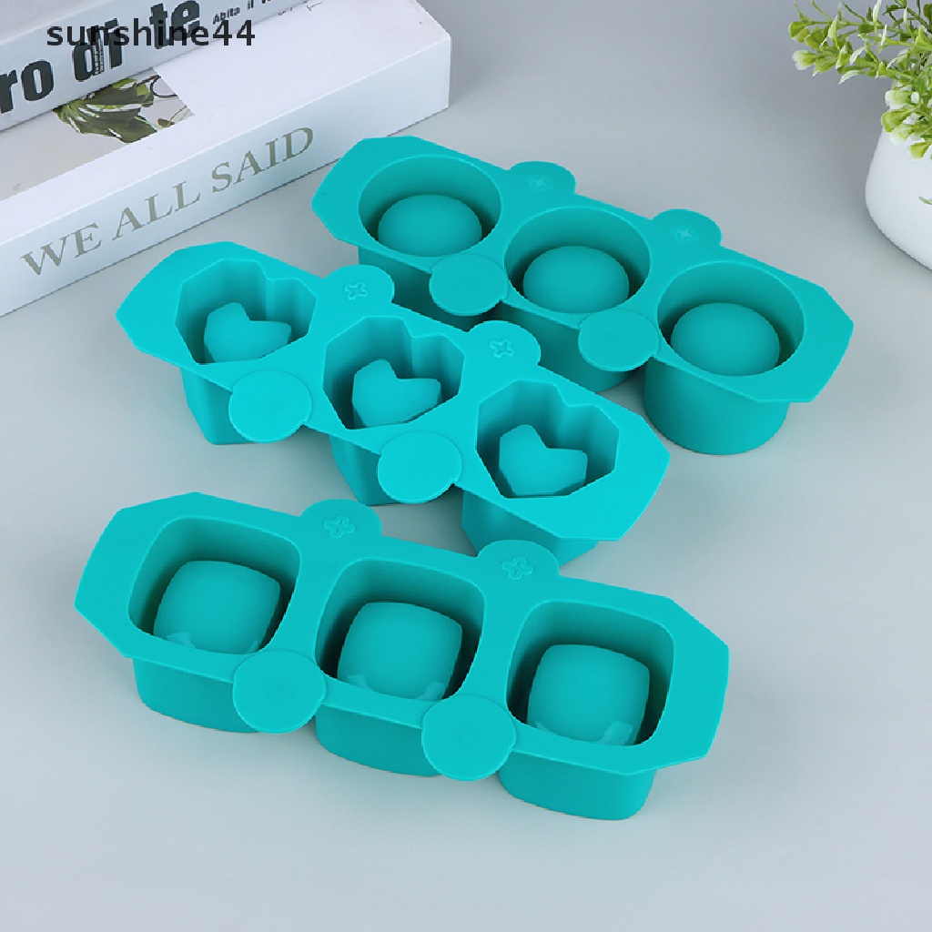 Sunshine 1Pc Cetakan Silikon Toples 3lubang DIY Pot Bunga Bulat Gypsum Resin Mold ID