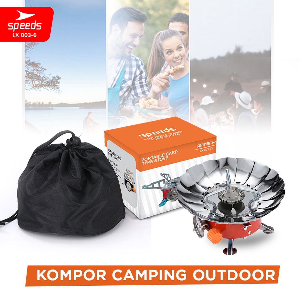 SPEEDS Kompor Camping Gas Alat Masak Alam Mini Kompor Lipat Bunga Anti Angin WindProof Nesting Portable+TAS 003-6
