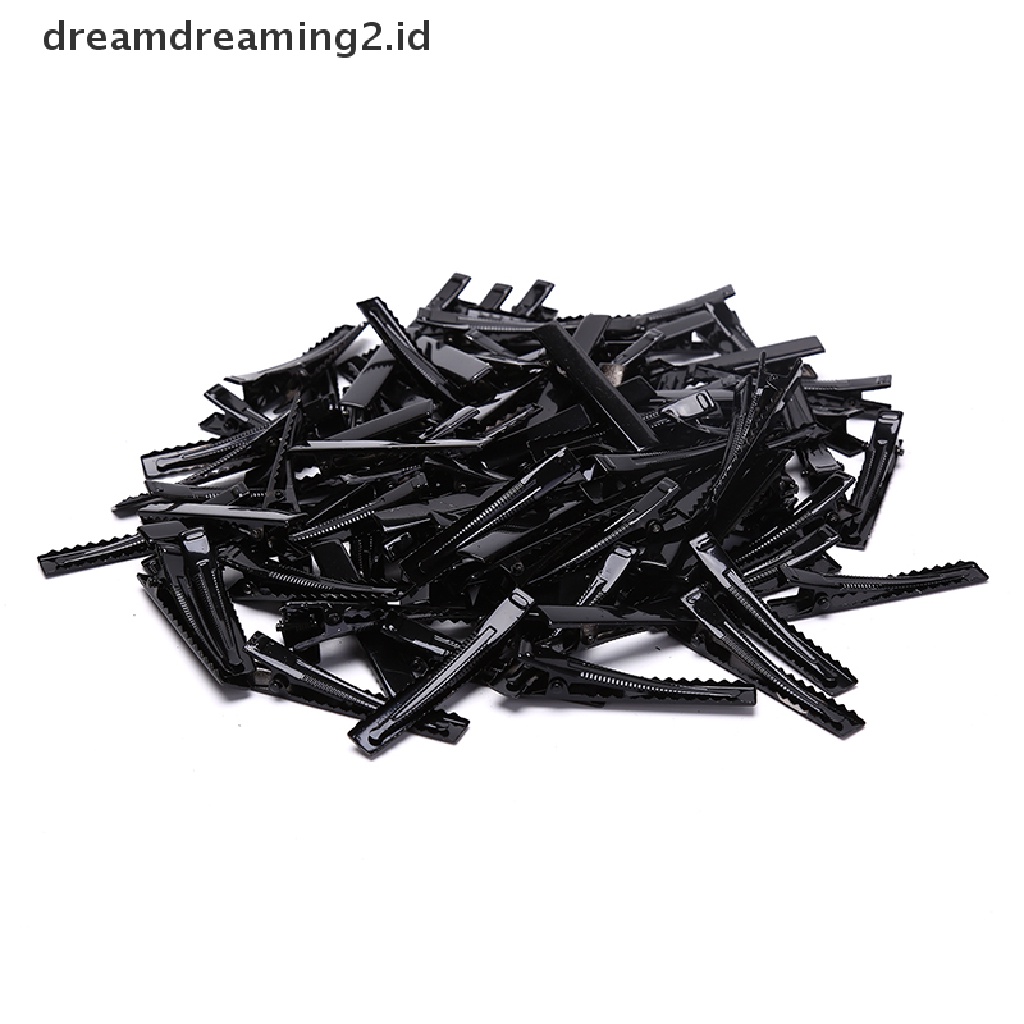 (hot) 100pcs Hitam Hairclips Single Prong Alligator Hairpin Blank Setg Hair Clips//